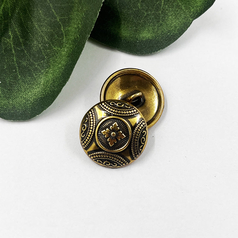 15mm 18mm Chinese Vintage Flower Pattern Metal Shank Buttons 50pcs