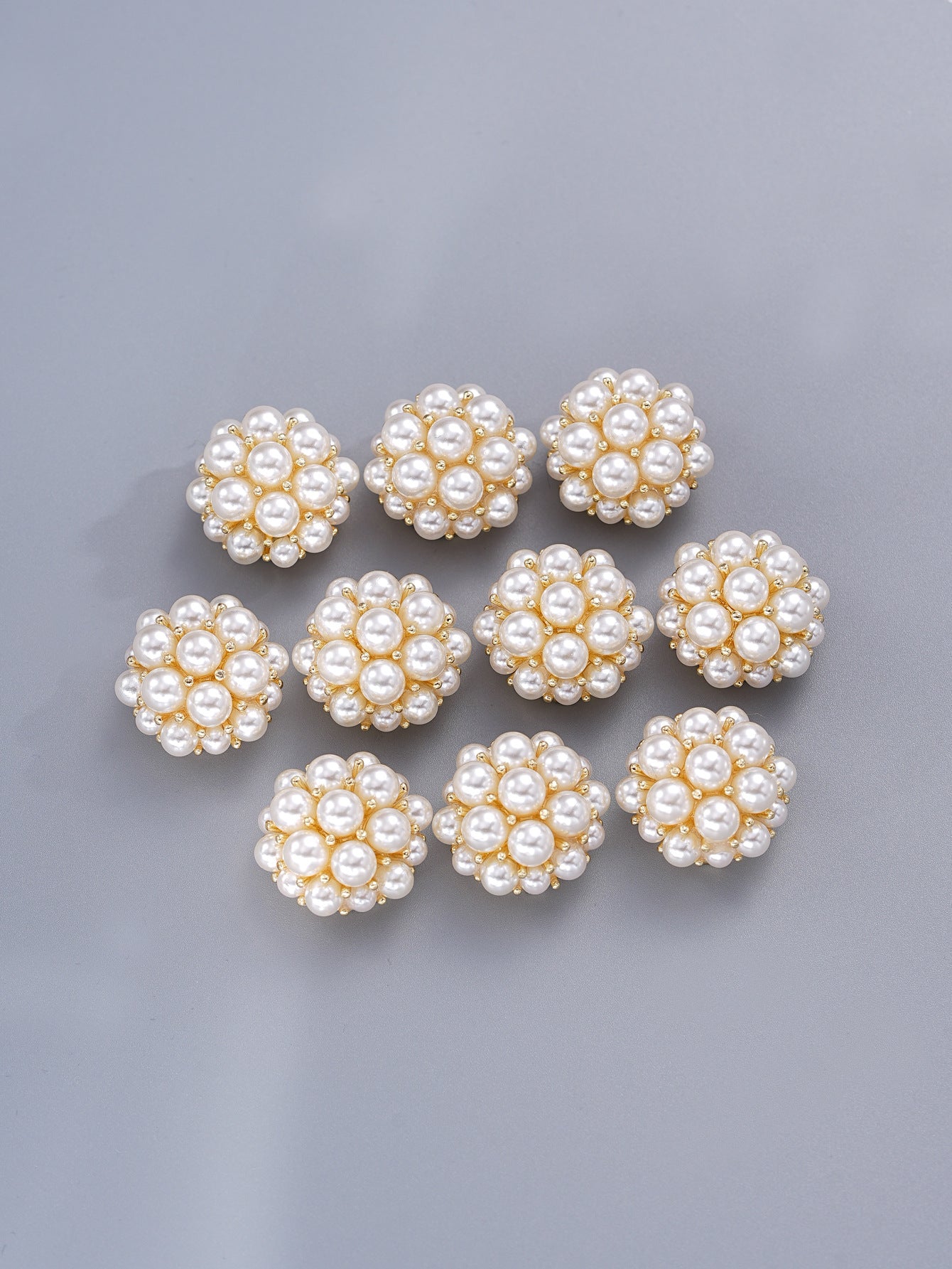 36L 23.0mm Pearl Flower Metal Clamp Decorative Buttons 3 Pack