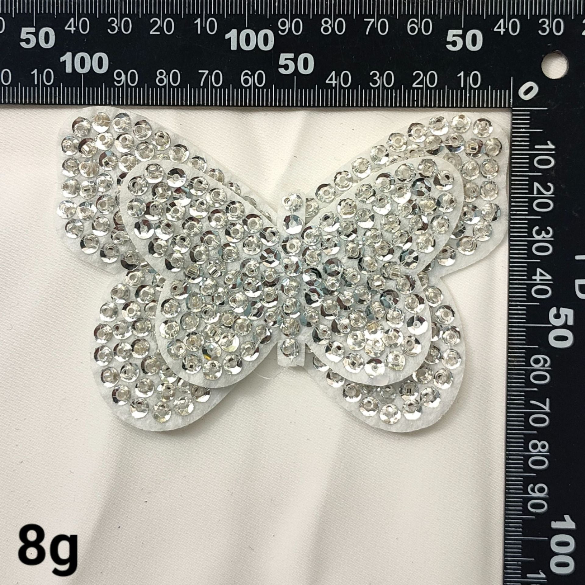 Black and White Pearl Flower and Butterfly Embroidered Patches 12 Pack