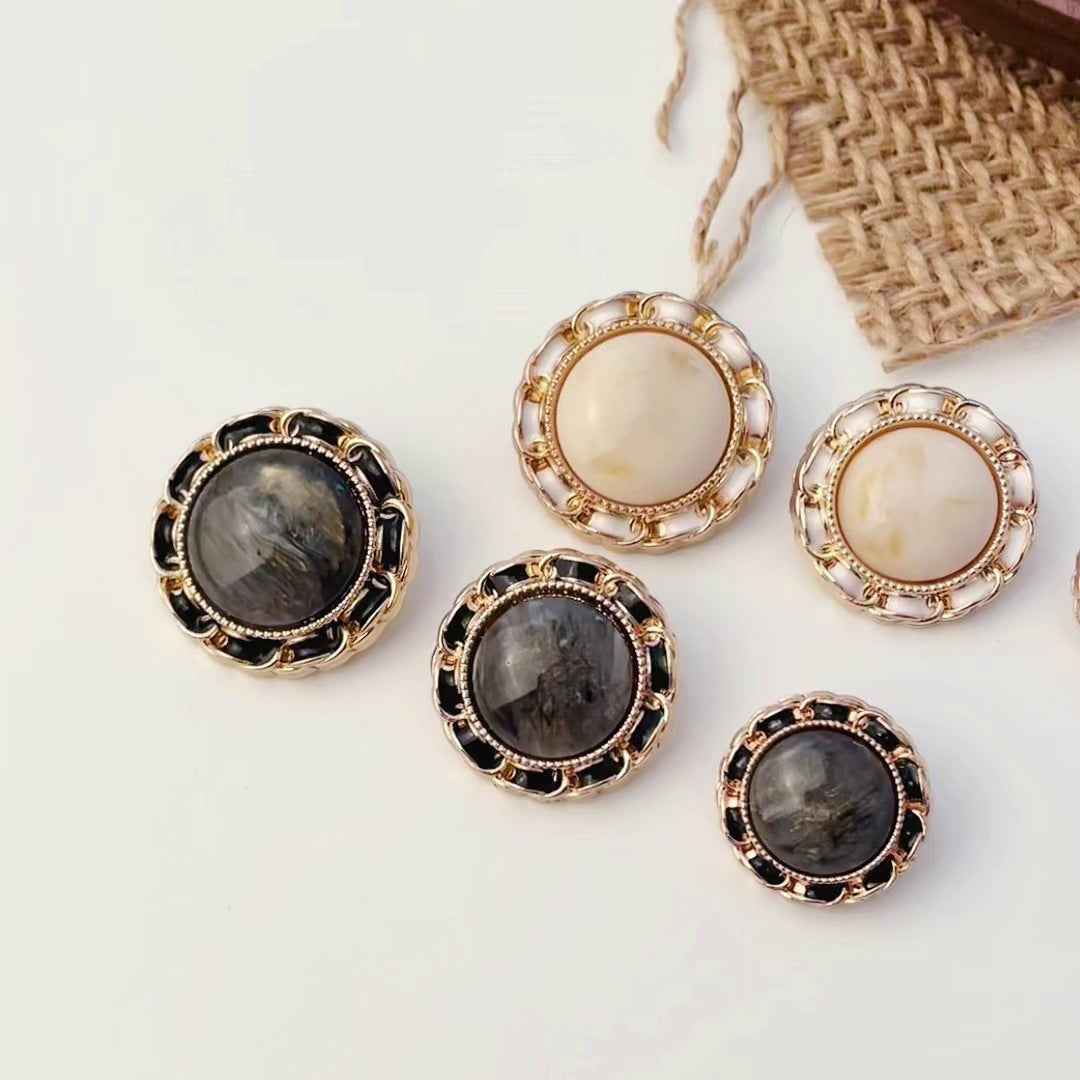 Black Grey Beige Resin Metal Combination Shank Buttons 30pcs