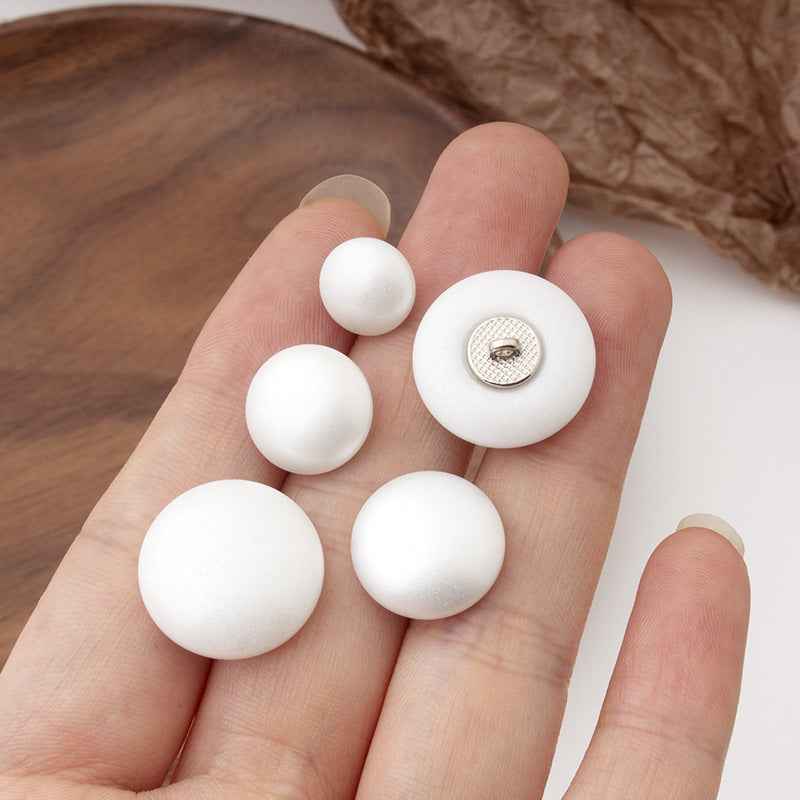 Round White Pearl Buttons Metal Shank (10mm,13mm,15mm,18mm,20mm)30Pcs