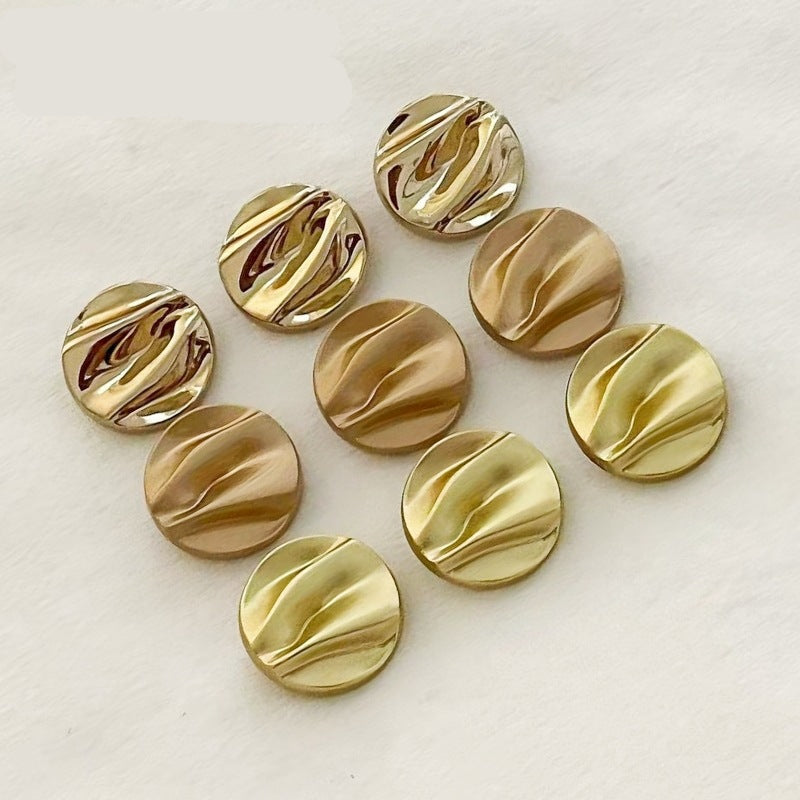 Gold Wave Pattern Metal Shank Buttons 20pcs