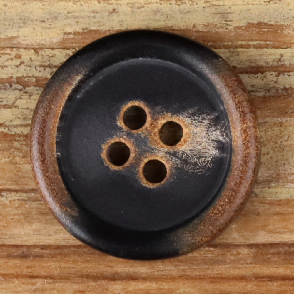 Black Natural Handmade Horn Buttons 4-Hole for Coat & Jacket | Pack of 20