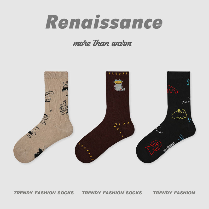 Color-Block Stripe & Polka Dot Princess Socks for Women 3 Pack