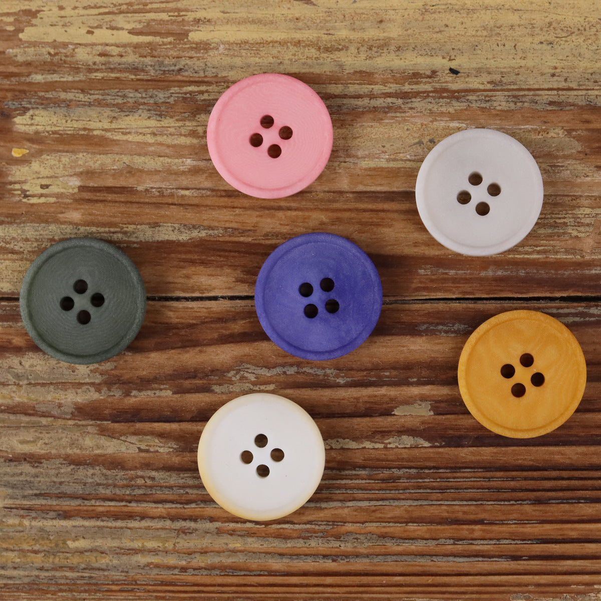 Colorful Natural Nut Round 4-Hole Matte Frosted Buttons – Set of 20