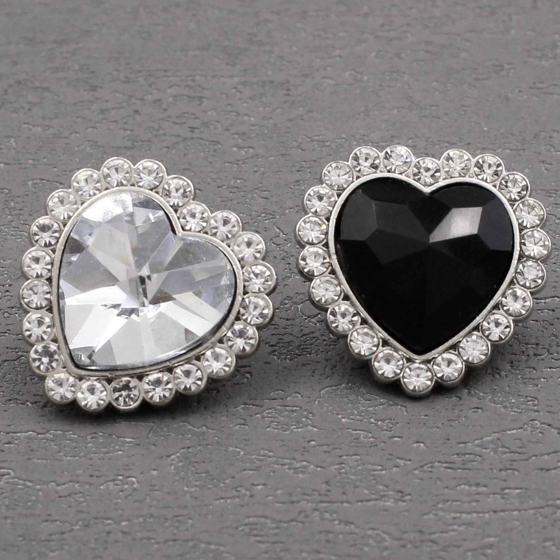 Exquisite Heart-Shaped  Crystal Rhinestone Metal Sewing Buttons 20pcs