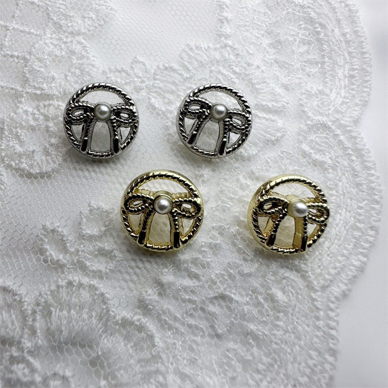 11.5MM Gold/Silver French Vintage Metal Hollow Bow Shirt Buttons 30pcs