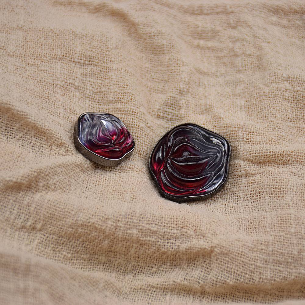 Floral Mosaic Transparent Floral Resin Metal Buttons 20-Pack