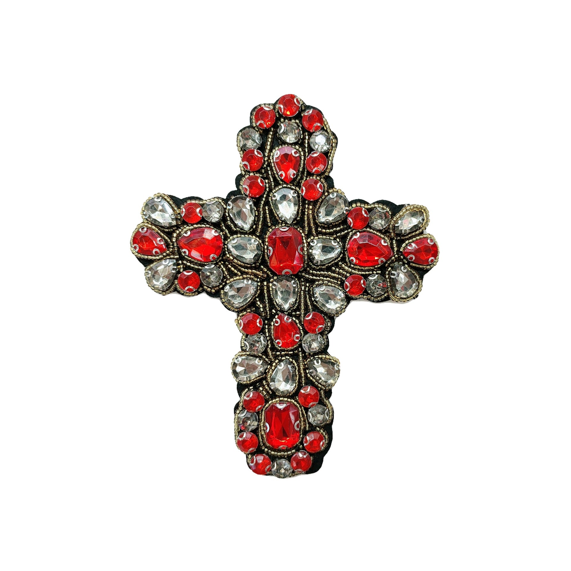Pärlad Vintage Kors Applikation Strass-utsmyckad 3D Patch 5 Pack