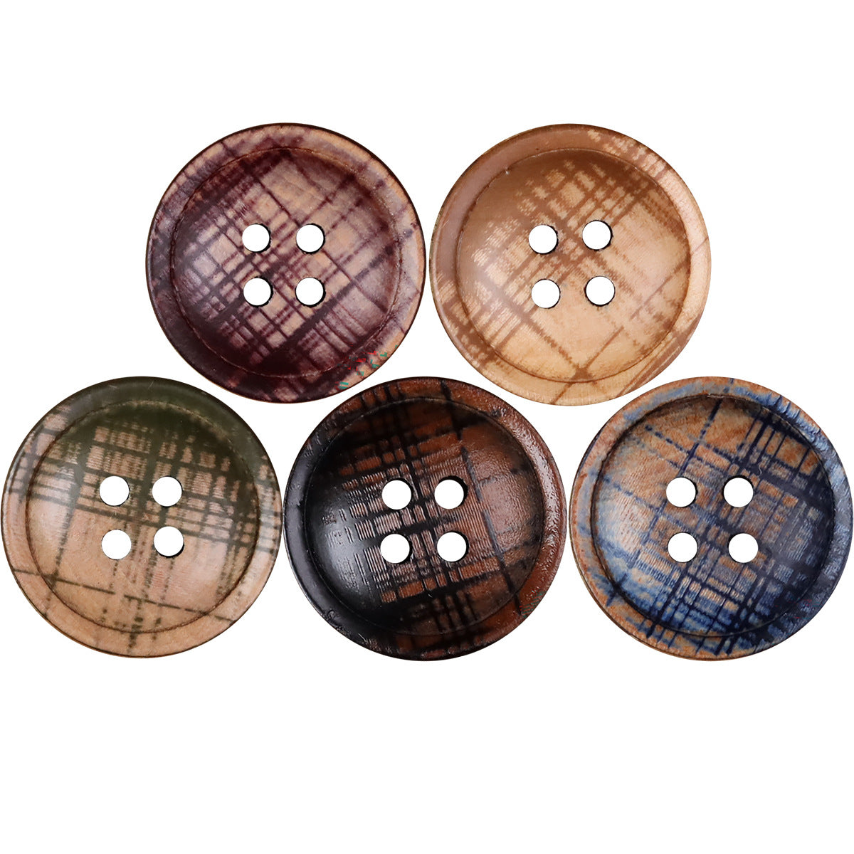 Wood 4-Hole Round Buttons 30pcs for Children's Clothing Cotton Linen Shirts Coats