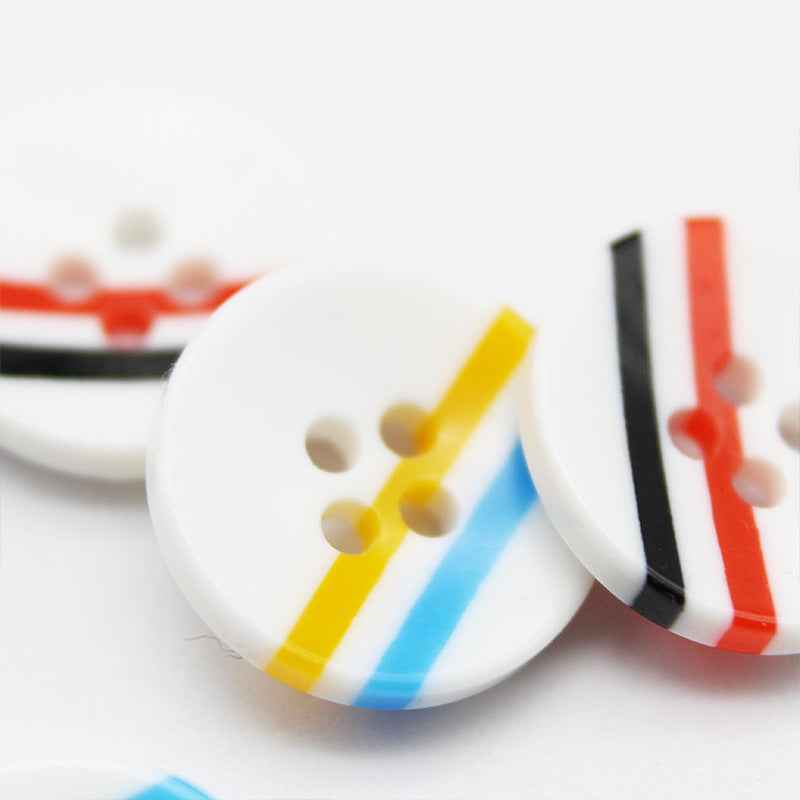 12mm Color Block Round 4-Hole Resin Buttons 100pcs
