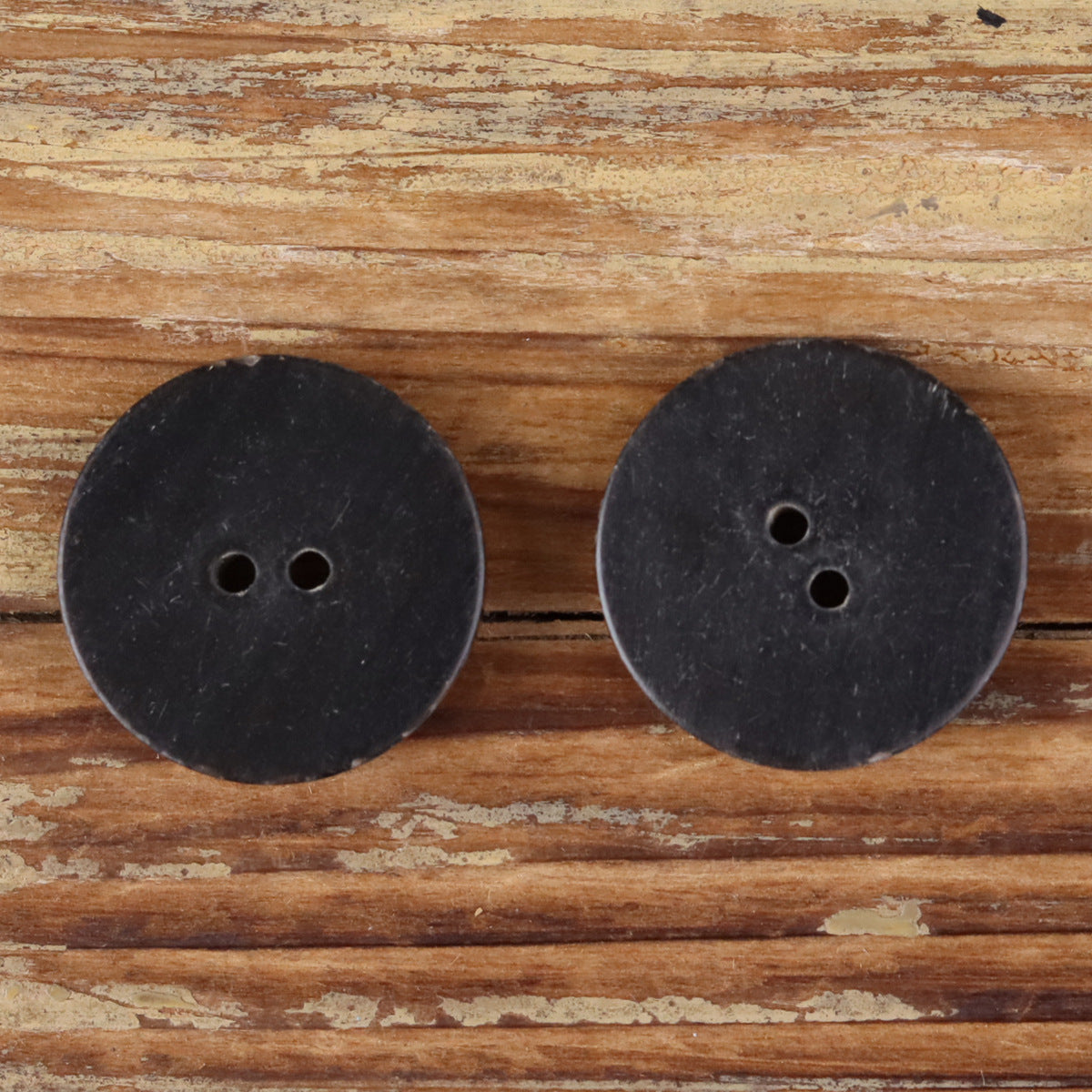 25mm Basketball Texture Black Scorched Handmade Horn Buttons 2-Hole | Pack of 10