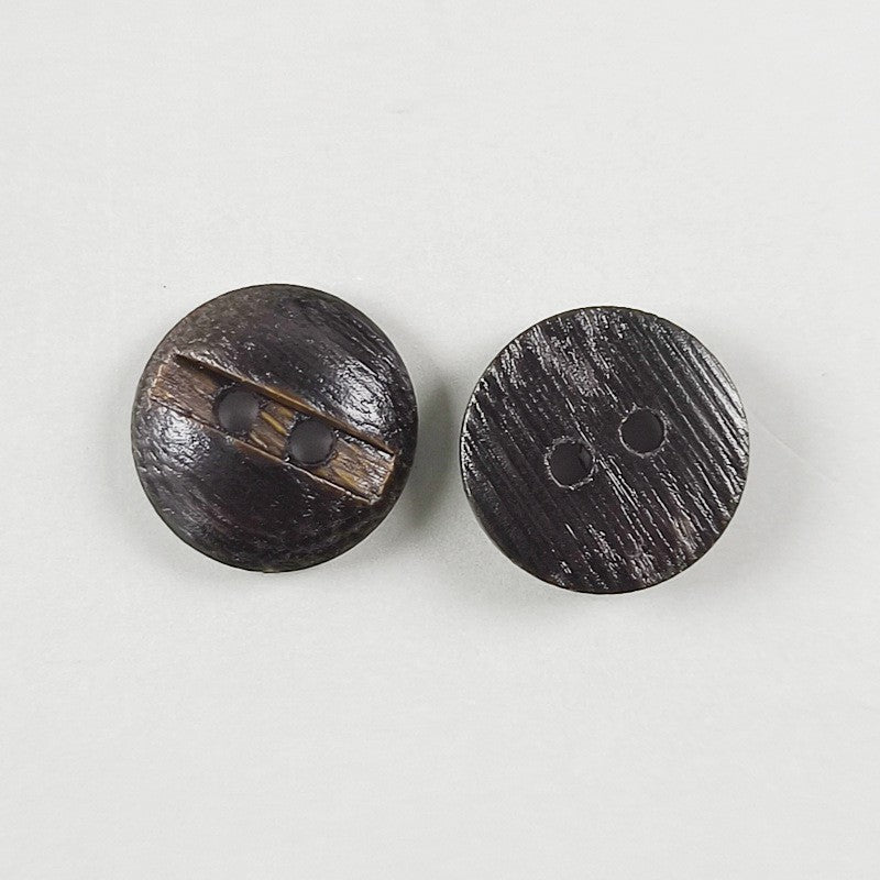 12.5mm Natural Wood Buttons Brown Vintage Grooved Round 2-Hole 40pcs
