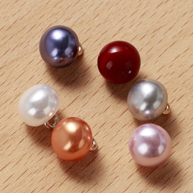 Resin pearl buttons, metal shank: dark purple, red, white, orange, pink