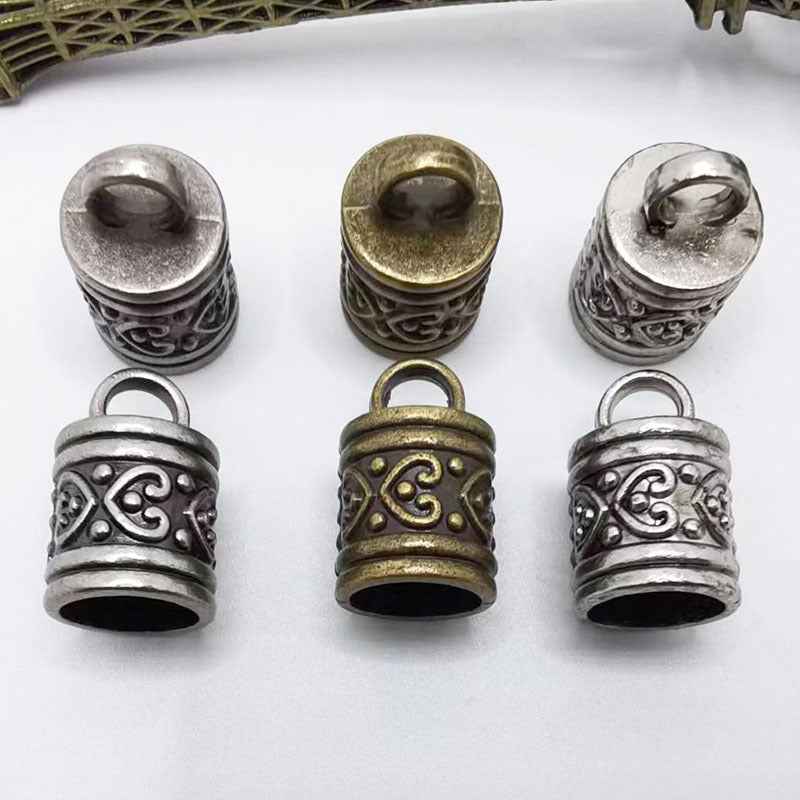 Antique Metal Cylinder Bell End Caps for Drawstrings Cords 30 Pack
