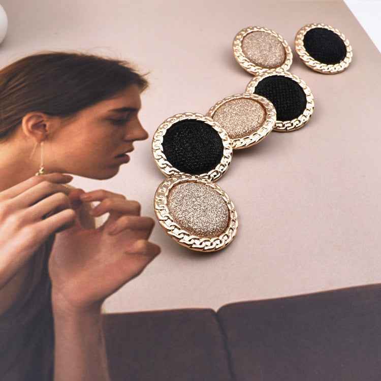 18/23/25mm Gold/Black Sequin Fabric-Covered Shank Buttons 18 Pack