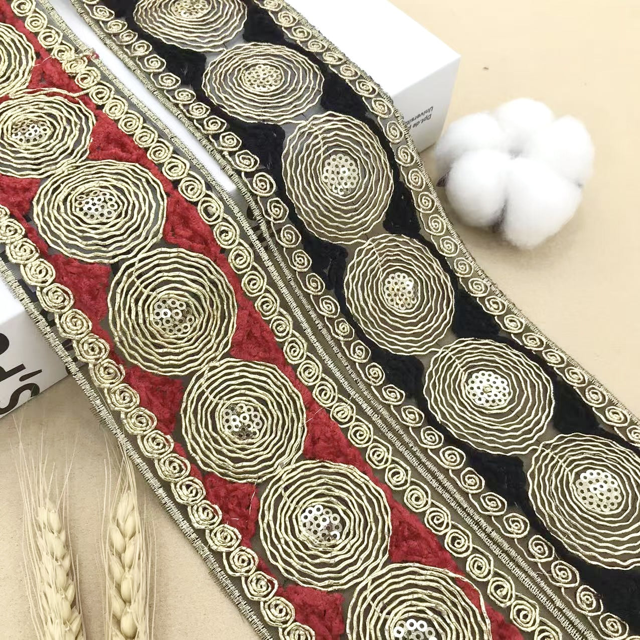 10 Yards 6.5CM Wide Miao Ethnic Circle Embroidery Lace Trim