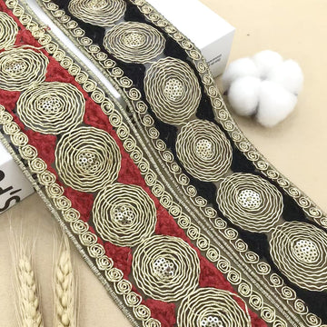 10 Yards 6.5CM Wide Miao Ethnic Circle Embroidery Lace Trim