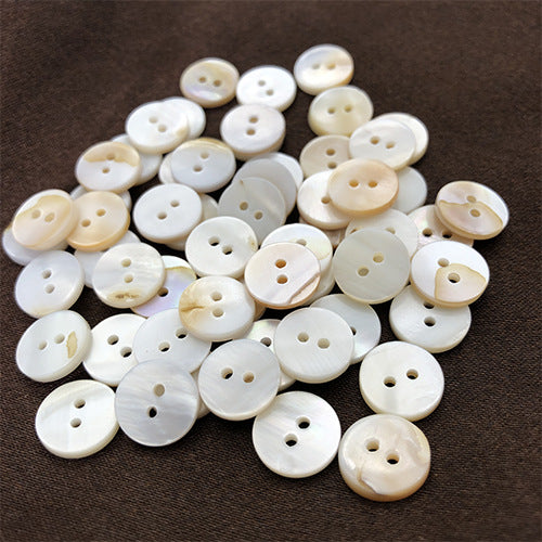 9/10/12.5mm Round 2-Hole Natural Shell Colorful Shirt Buttons 70 Pack
