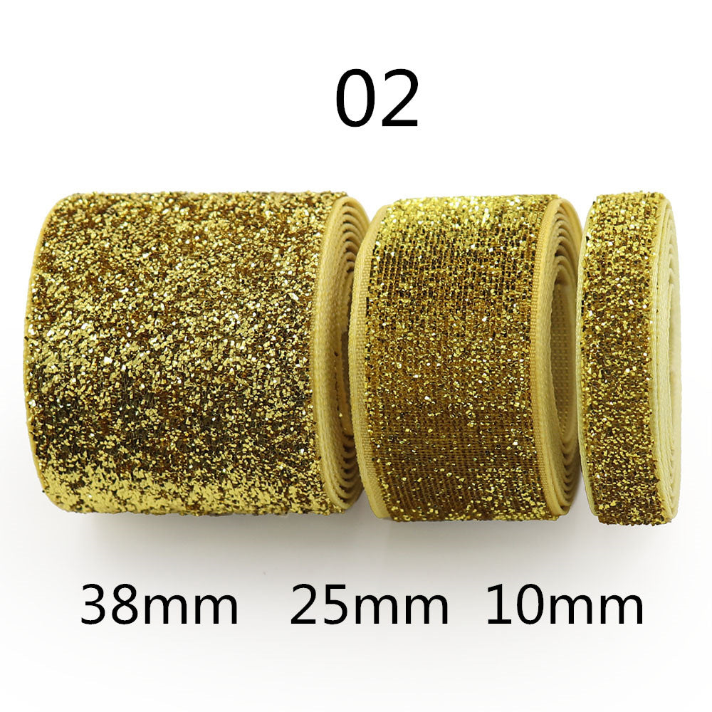 10/25/38mm Gradiens Chenille Szalag Csillogással 3 Méret Csomag