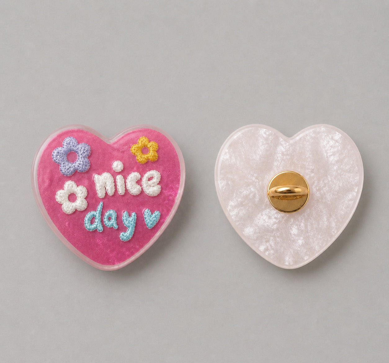 3D Embroidered Resin Heart-Shape Colorful Buttons for Kids Clothing 15pcs