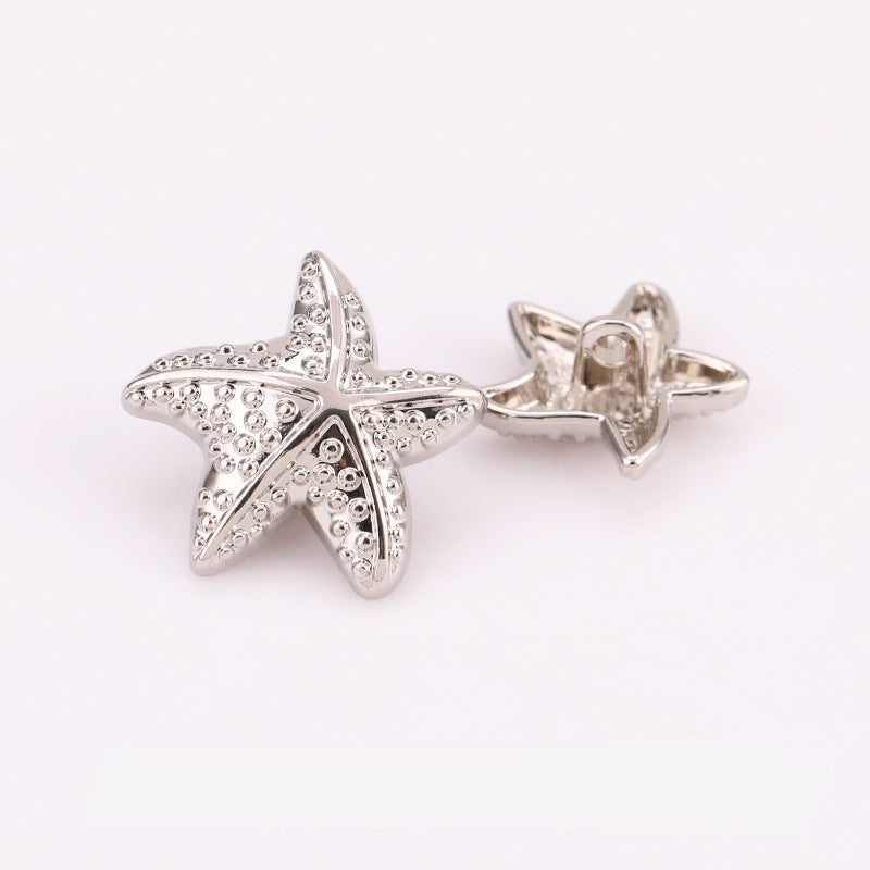 Puffy Starfish Metal Shank Buttons Set of 20 – Light Gold & Nickel