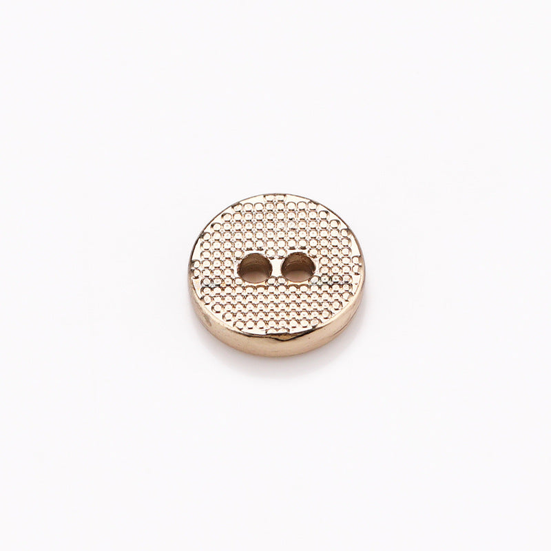 Flat Dotted Round 2-Hole Metal Buttons 8mm 10mm Set of 40 – Gold Tone