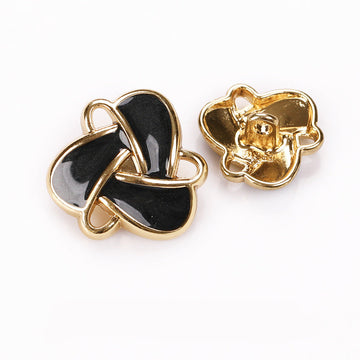 Triangle Petal Black & White Enamel Gold Metal Shank Buttons – 20Pcs