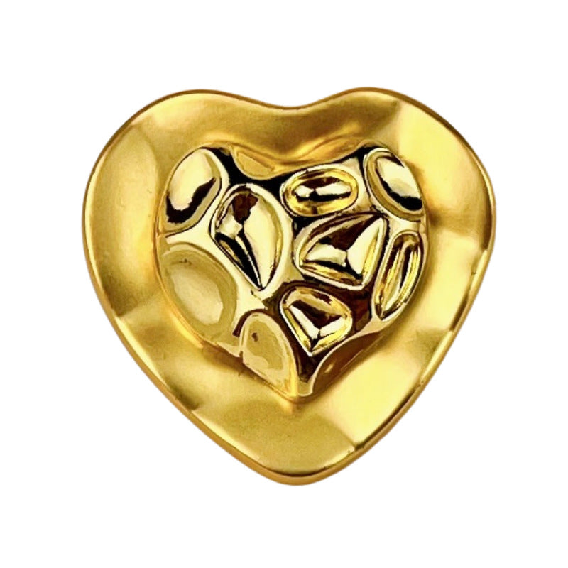 21/25MM Wrinkled Heart Shape Metal Shank Buttons 10pcs