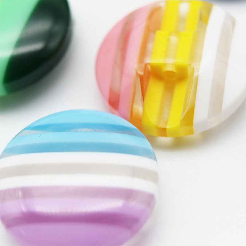 Colorful Striped Hidden Hole Resin Buttons for Knitwear 100 Pack