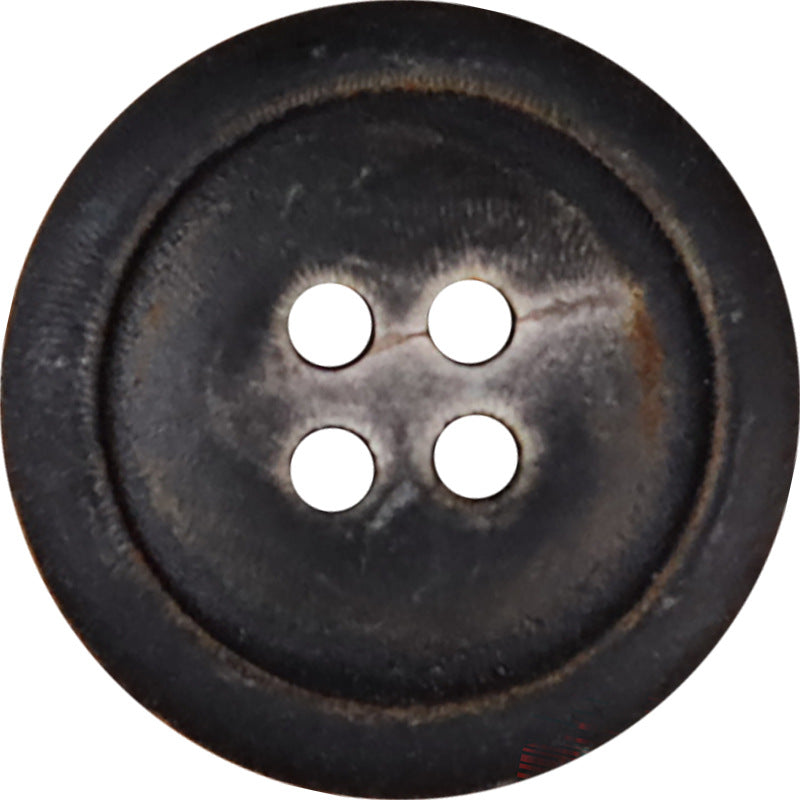 Ash-Fired Black Natural Horn Buttons 4-Hole | Pack of 20