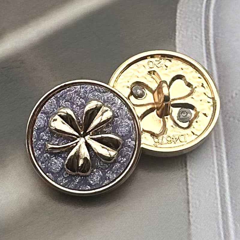 28L/32L/36L Two-Tone Clover Metal Shank Buttons 12PCS