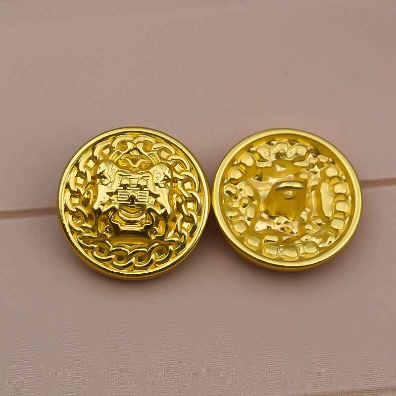 15/18/20/23/25mm British Lion Vintage Gold Metal Shank Buttons 30 Pack