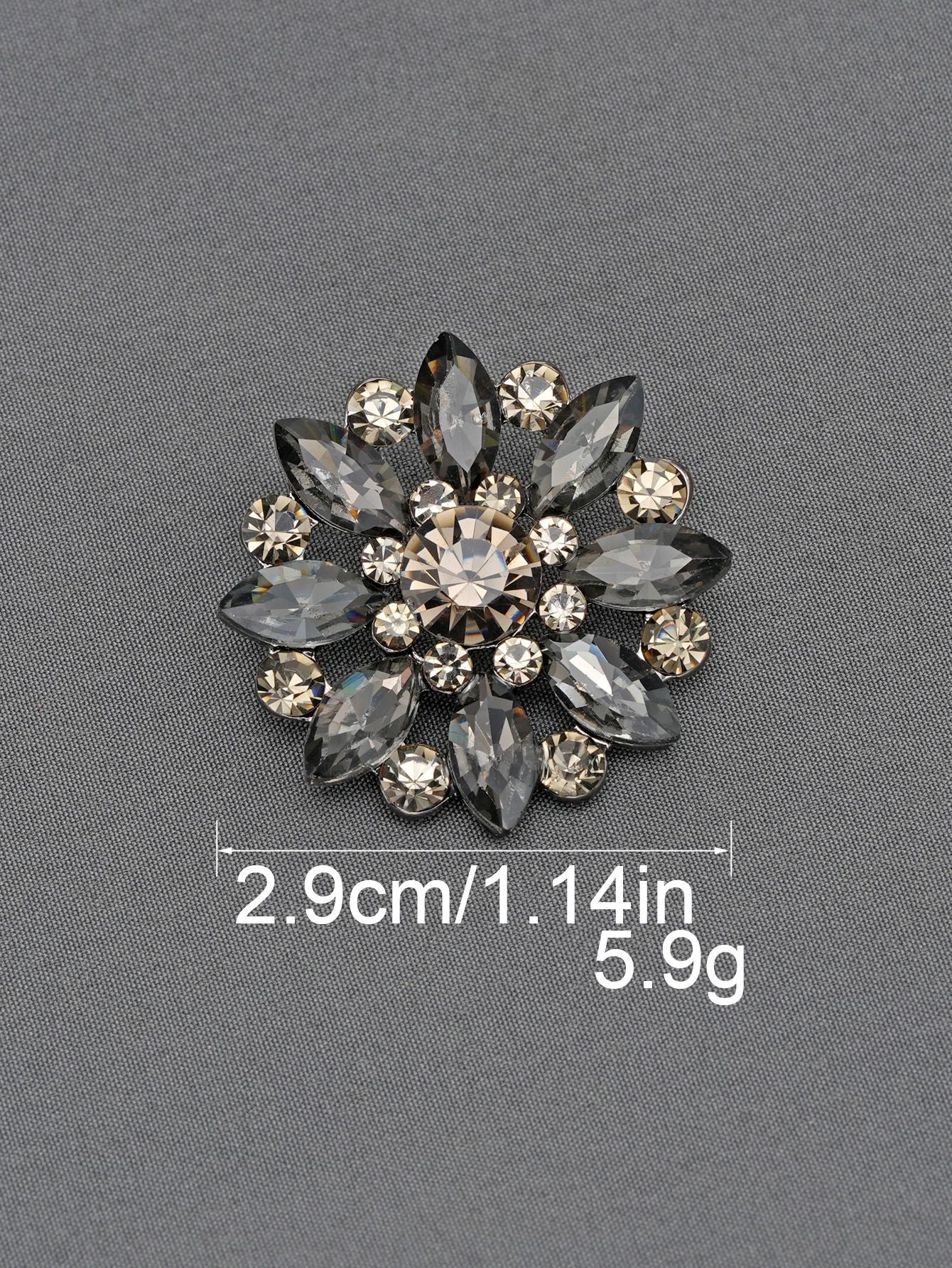 Crystal Flower Rhinestone Zinc Alloy + Glass Shank Buttons 6 Pack