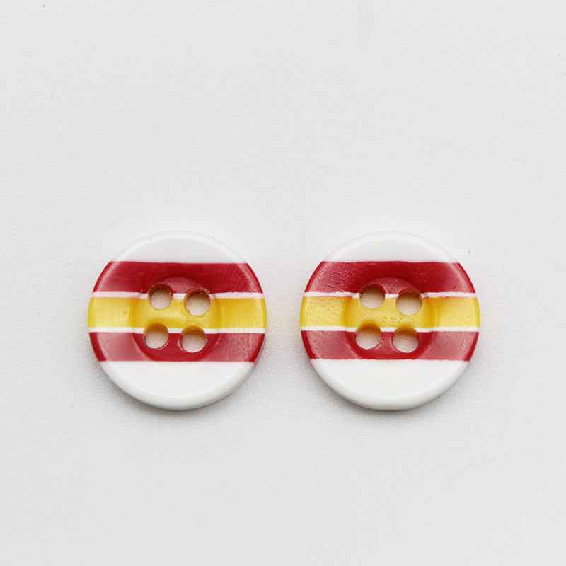 12mm Round 4-Hole Candy Color Striped Resin Buttons 100pcs