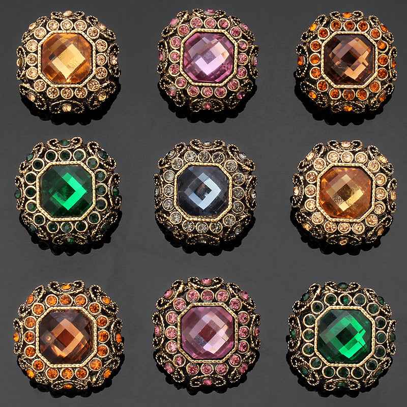 17mm/23mm Square Rhinestone Metal Coat Shank Buttons 6PCS