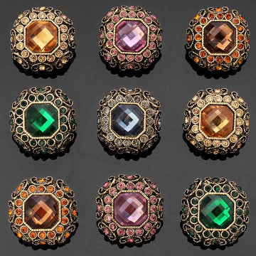 17mm/23mm Square Rhinestone Metal Coat Shank Buttons 6PCS