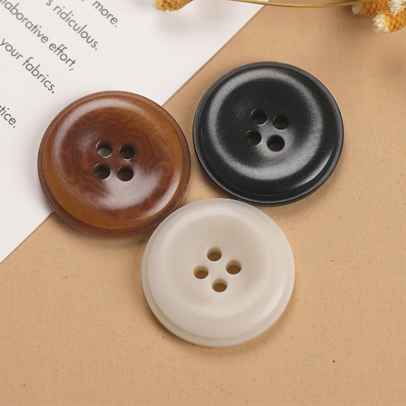 Natural Fruit Shell 4-Hole Buttons Set of 20 – Black Brown Ivory Round