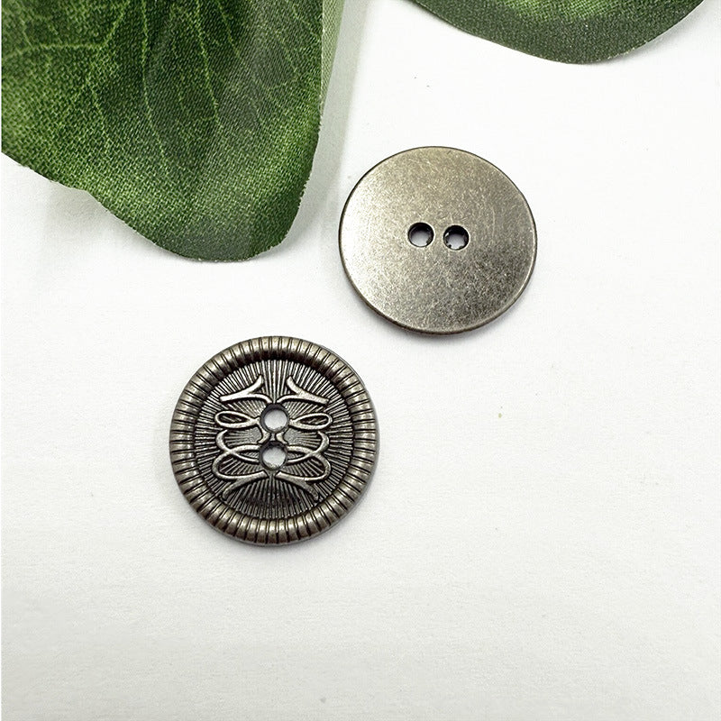 Botones de metal vintage de 12/15/18 mm con dos agujeros para abrigos y chaquetas, paquete de 96