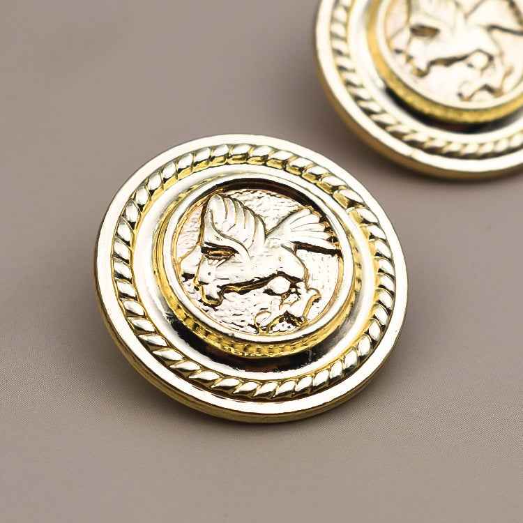 15mm Gold Gryphon Round English Style Metal SHANK Button 20 Pack