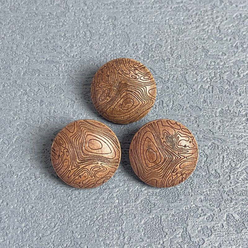 Vintage Mushroom Grain Natural Wood Round Shank Buttons 30PCS
