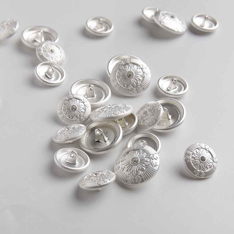 Frosted Metallic Sun Shank Buttons – 18mm/23mm with Crystals,Gold/Silver Tones