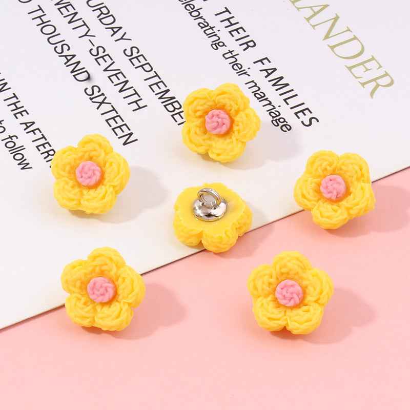 13mm Colorful Flower Plastic Buttons for Baby Kids Clothing-42pcs