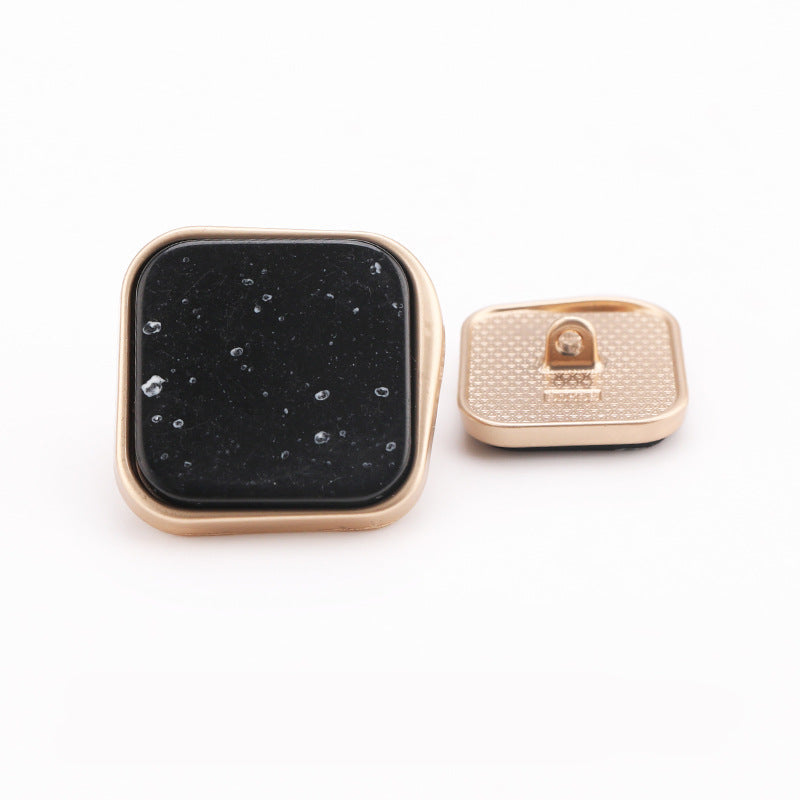 Square Marble Resin Metal Shank Buttons – 20Pcs,Gold Frame 21/29mm