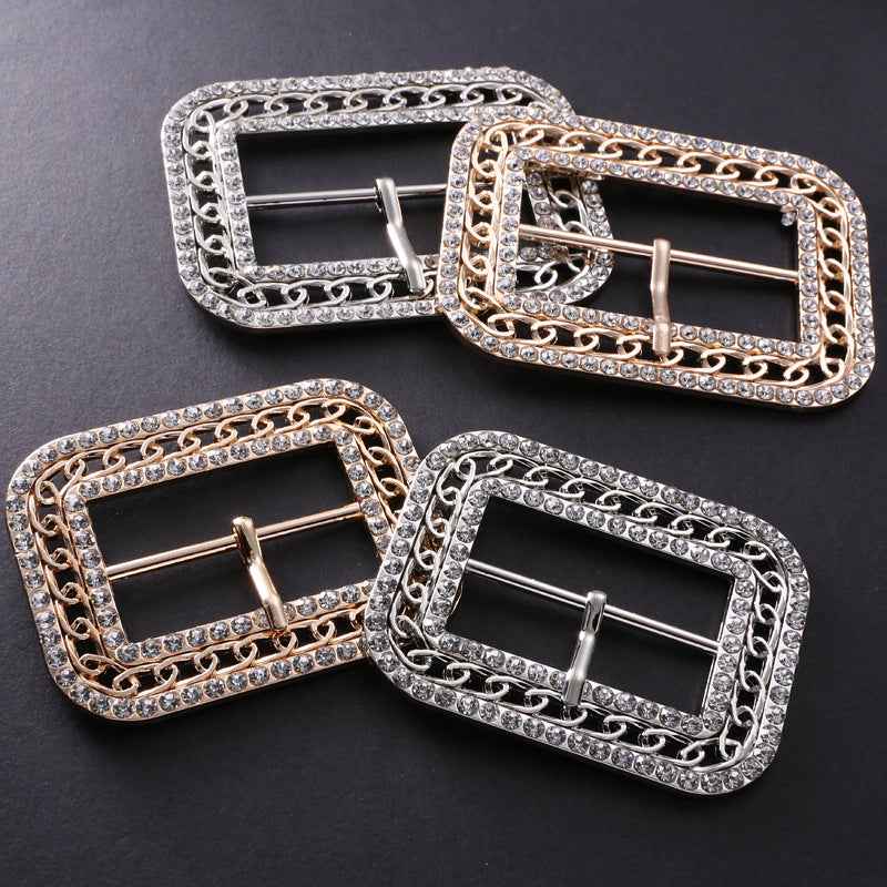 Crystal Belt Buckles Adjustable Coat Clasps with Pin Closure 10 Pack