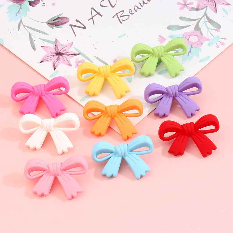 28mm Colorful Bow Shaped Plastic Shank Buttons for Kids' Clothes 90pcs