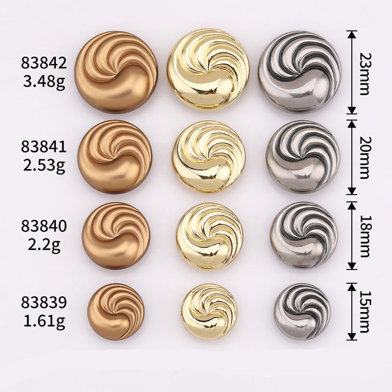 Spiral Textured Round Metal Shank Buttons Set of 20