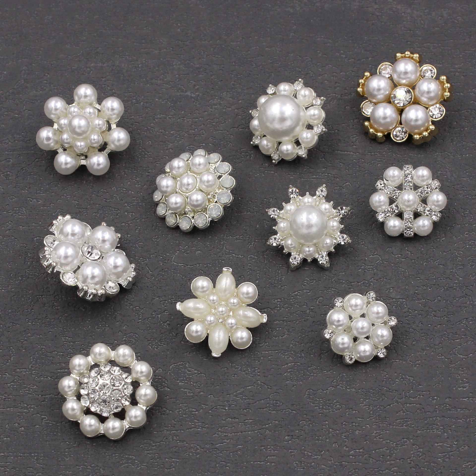 Pearl Rhinestone Alloy SHANK Buttons for Blouses Dresses Coats 50 Pack
