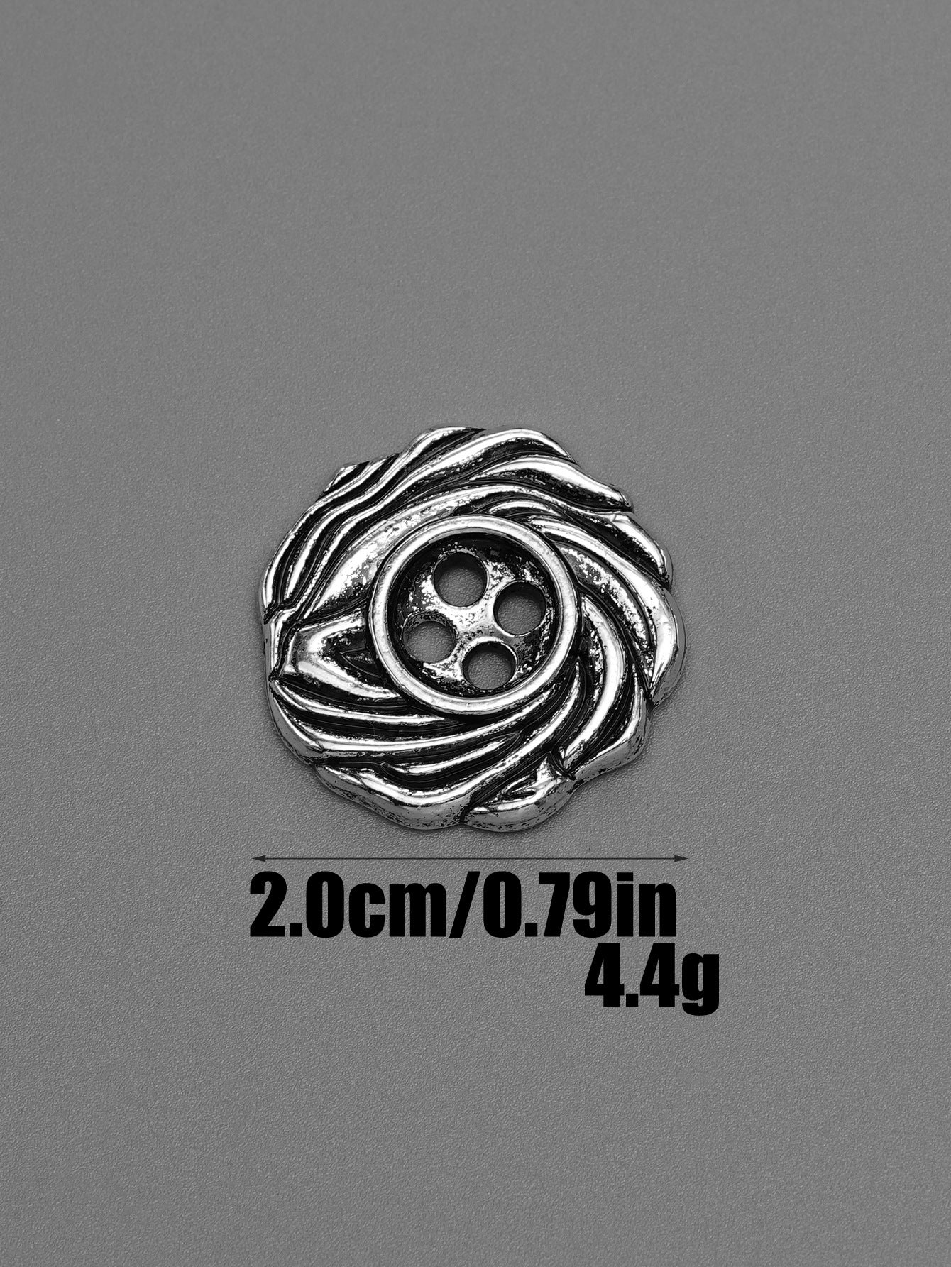 20mm Gold Silver Spiral Design 4-Hole Metal Buttons 15-Piece
