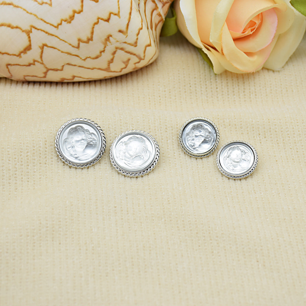 Classic Lady Portrait Resin Metal Buttons – 20-Piece (18mm/22mm)